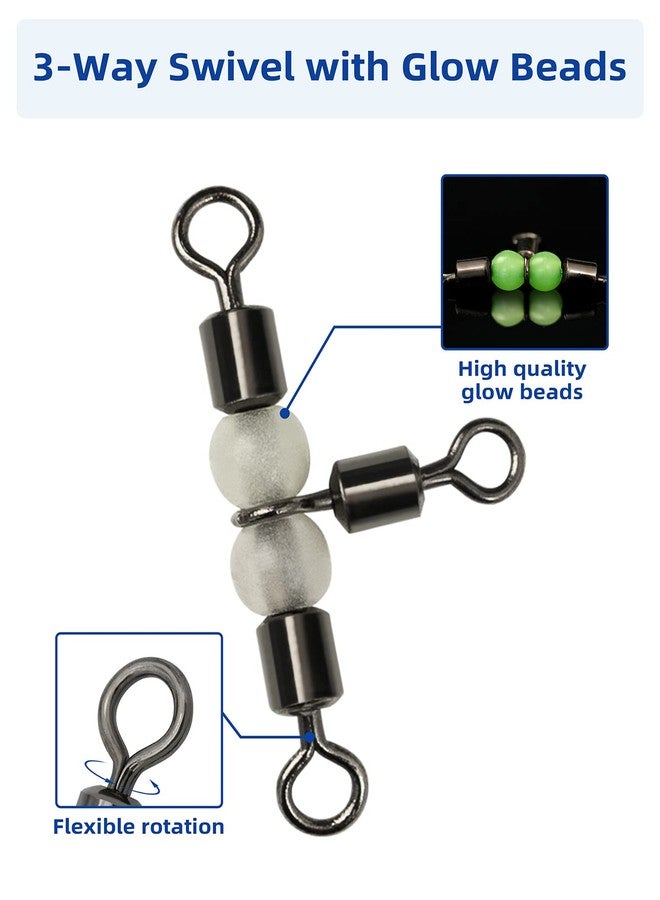 BLUEWING 3-Way Swivel Fishing with Glow Beads 126 lbs, 50pcs Brass Rigs Saltwater Freshwater Drifting Trolling Fish Tackle Connector - Image 2